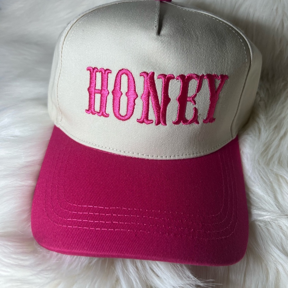 HONEY Trucker Hat Fuchsia pink NEW zenana 2 for $40! - Picture 2 of 5